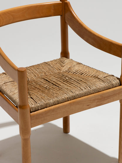 Sedia di paglia e legno, Vico Magistretti, Cassina, anni '60