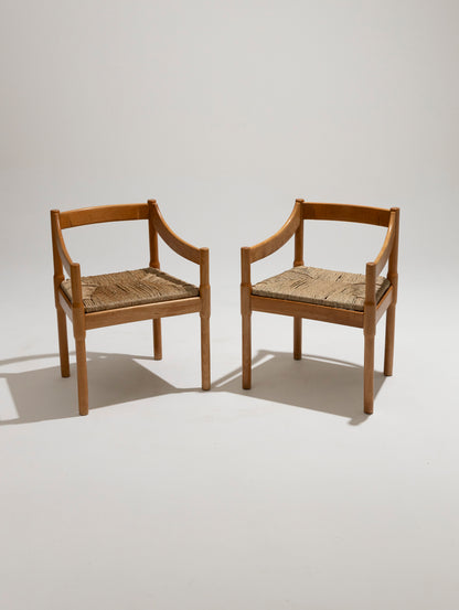 Sedia di paglia e legno, Vico Magistretti, Cassina, anni '60