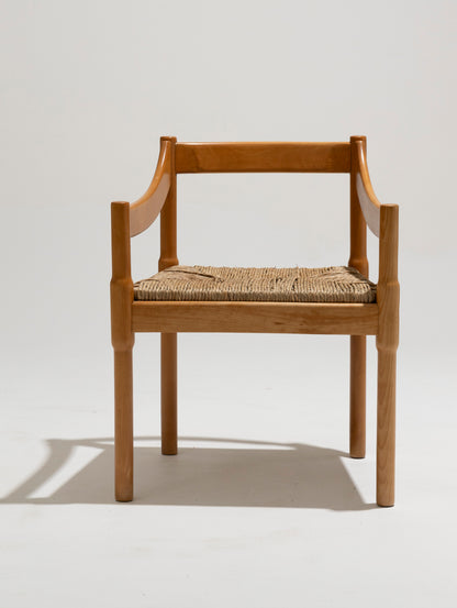 Sedia di paglia e legno, Vico Magistretti, Cassina, anni '60