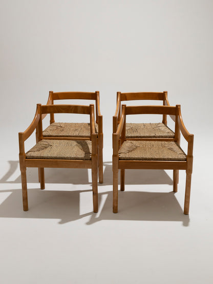 Sedia di paglia e legno, Vico Magistretti, Cassina, anni '60