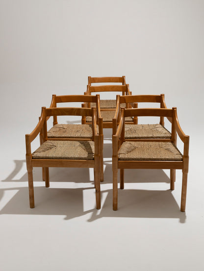 Sedia di paglia e legno, Vico Magistretti, Cassina, anni '60