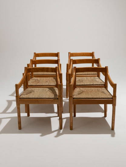 Sedia di paglia e legno, Vico Magistretti, Cassina, anni '60