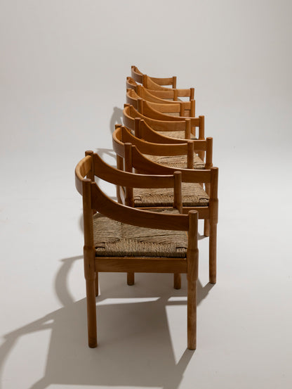 Sedia di paglia e legno, Vico Magistretti, Cassina, anni '60