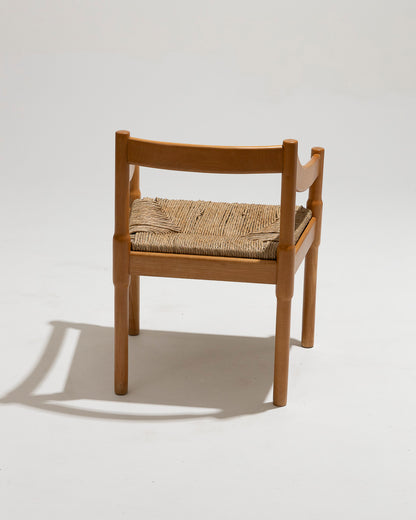 Set di 6 sedie di paglia e legno, Vico Magistretti, Cassina, anni '60