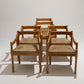 WITHOUT PRICE / SET OF 6 STRAW AND WOOD CHAIRS, VICO MAGISTRETTI, CASSINA, 1960s 