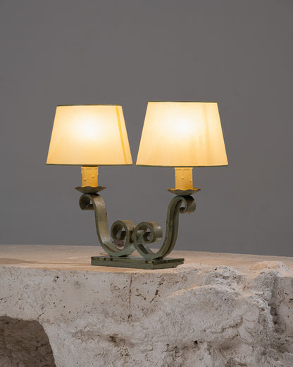 LAMPE À POSER EN BRONZE ET MIROIR, 1950s