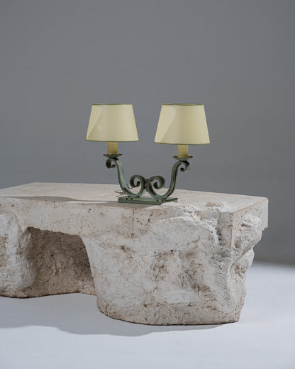 LAMPE À POSER EN BRONZE ET MIROIR, 1950s