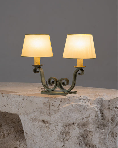 LAMPE À POSER EN BRONZE ET MIROIR, 1950s