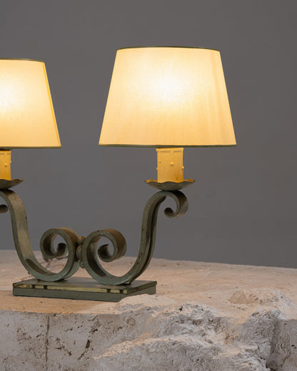 LAMPE À POSER EN BRONZE ET MIROIR, 1950s