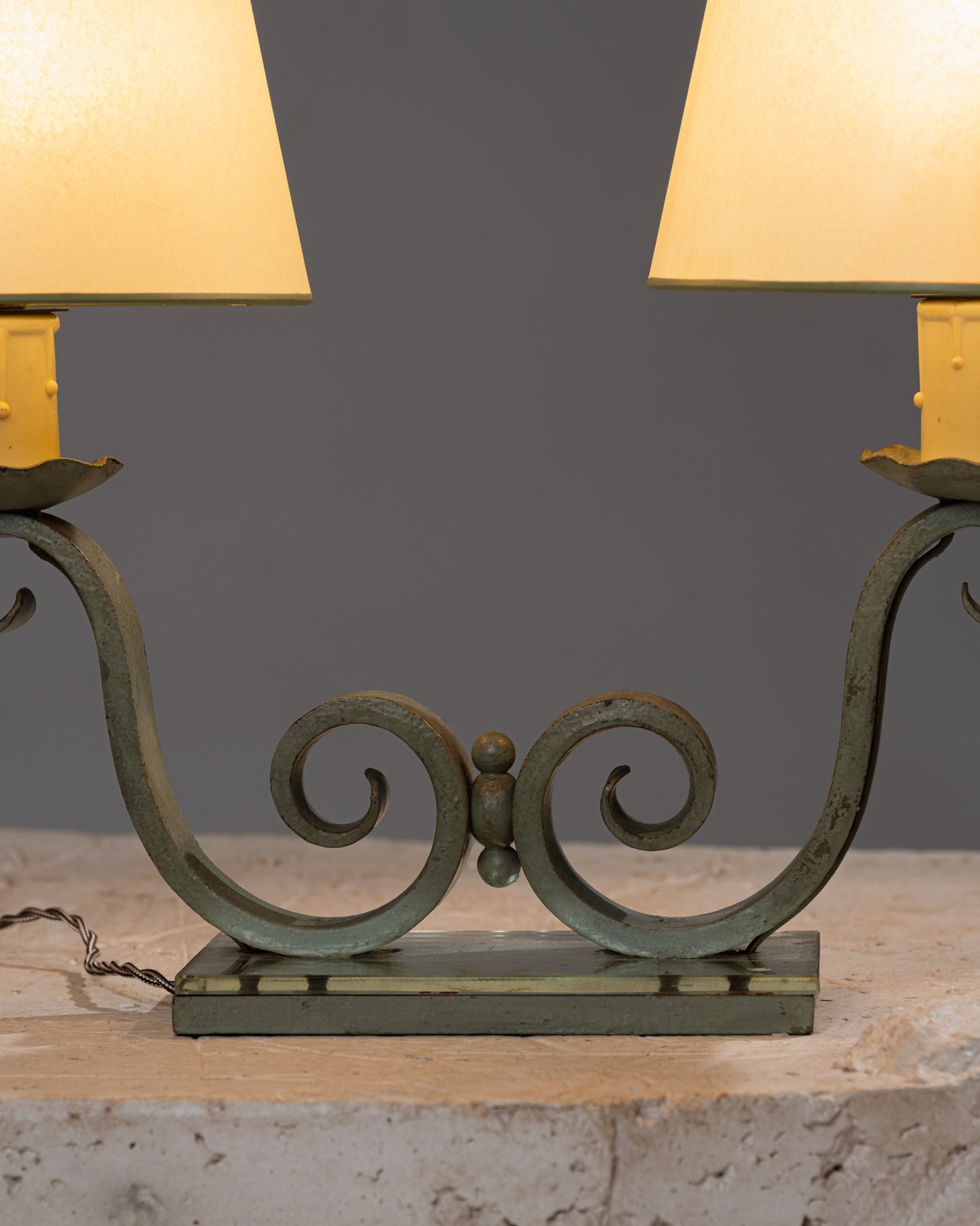 LAMPE À POSER EN BRONZE ET MIROIR, 1950s