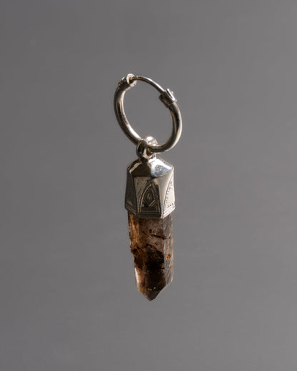 BOUCLE D'OREILLE EN ARGENT 925 ET FOSSILE