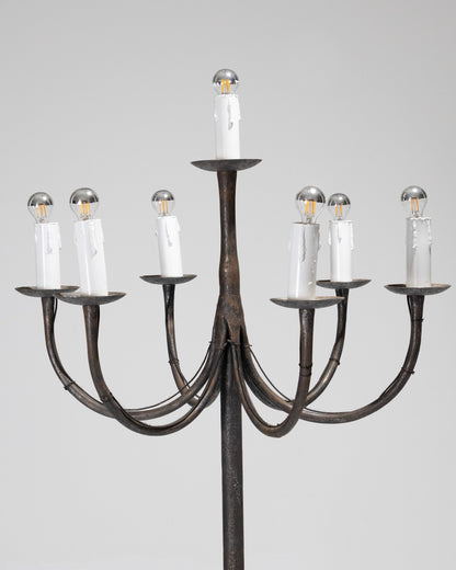 LAMPADAIRE CANDÉLABRE EN FER FORGÉ, 1960s