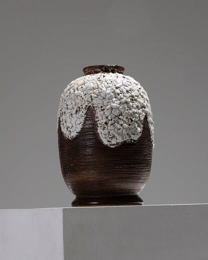 STONEWARE VASE WITH CRACKED DECORATION, LOUIS-AUGUSTE DAGE, 1940s