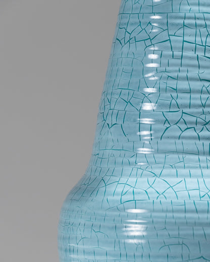 VASE CONIQUE EN CÉRAMIQUE TURQUOISE, ACCOLAY, 1950s