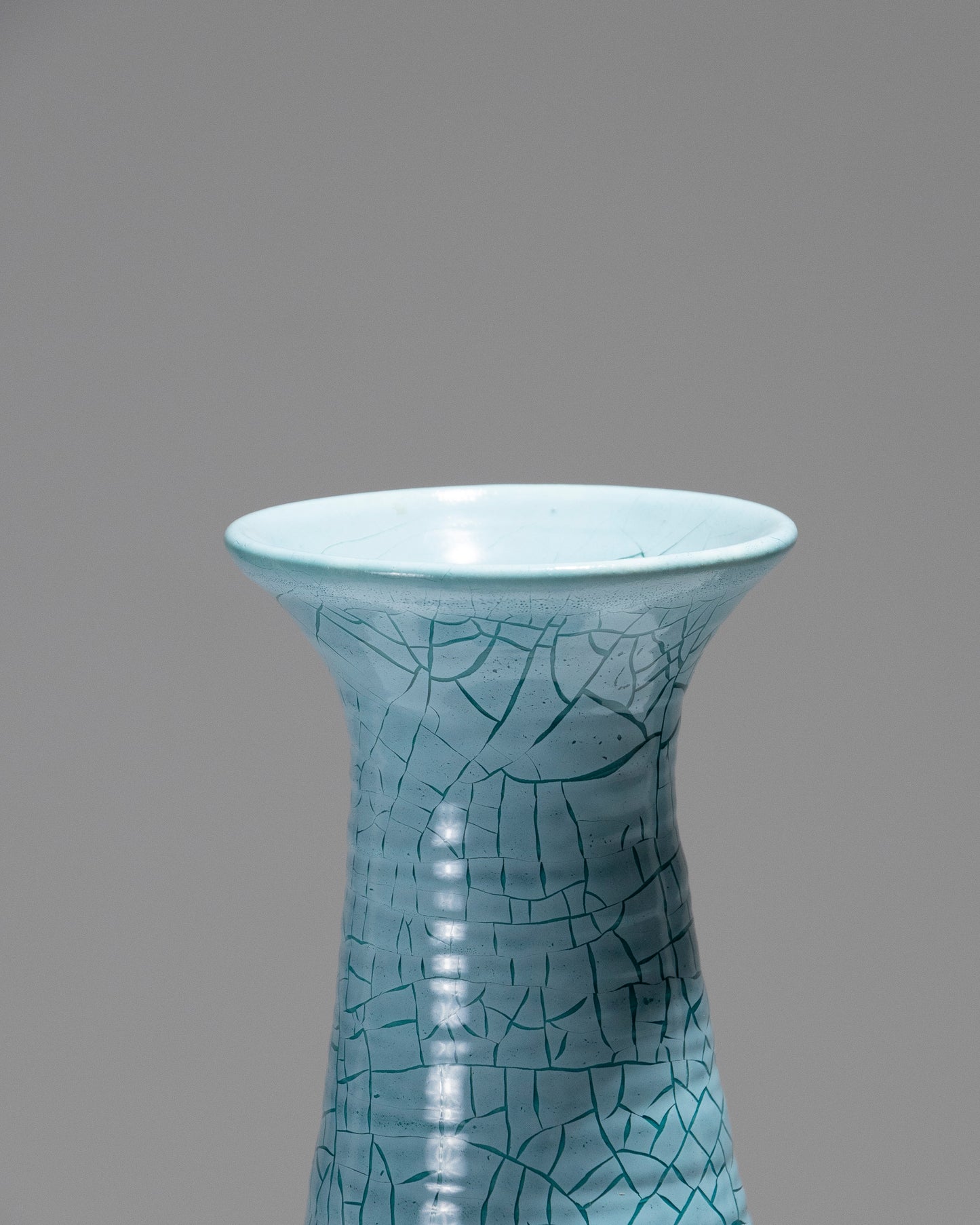 VASE CONIQUE EN CÉRAMIQUE TURQUOISE, ACCOLAY, 1950s