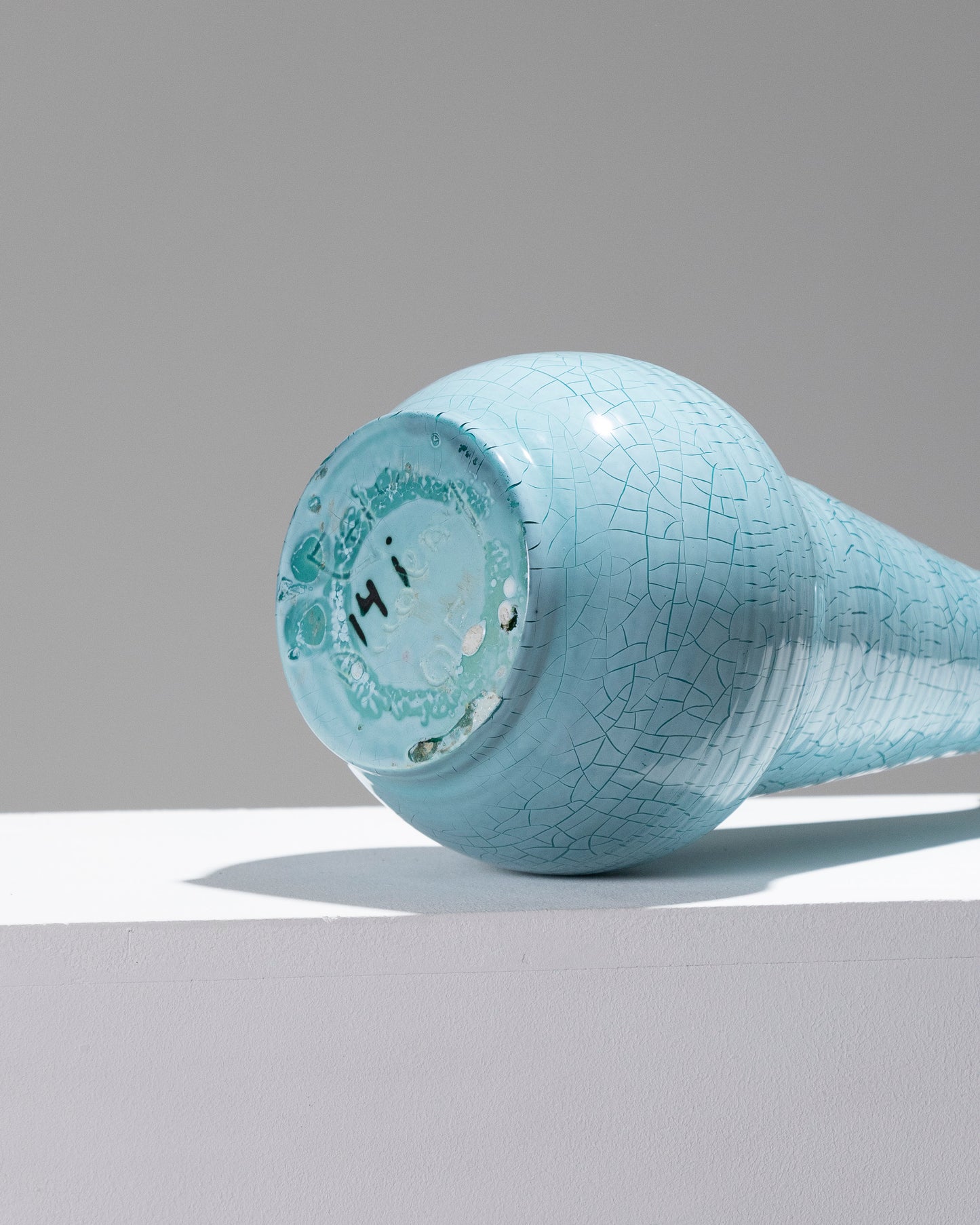 VASE CONIQUE EN CÉRAMIQUE TURQUOISE, ACCOLAY, 1950s