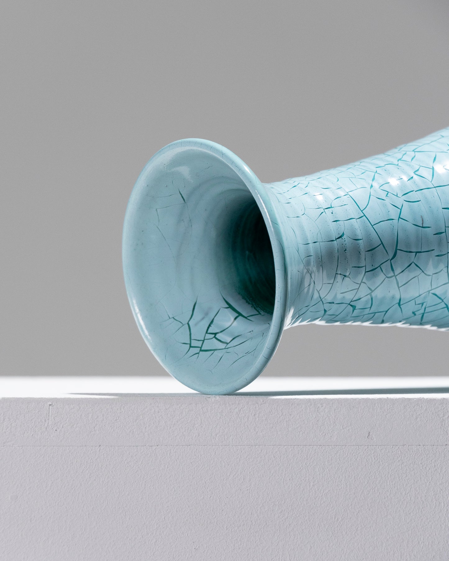 VASE CONIQUE EN CÉRAMIQUE TURQUOISE, ACCOLAY, 1950s