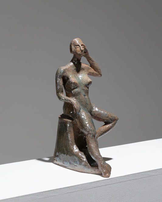 SCULPTURE DE FEMME EN GRÈS ÉMAILLÉ, 1950s