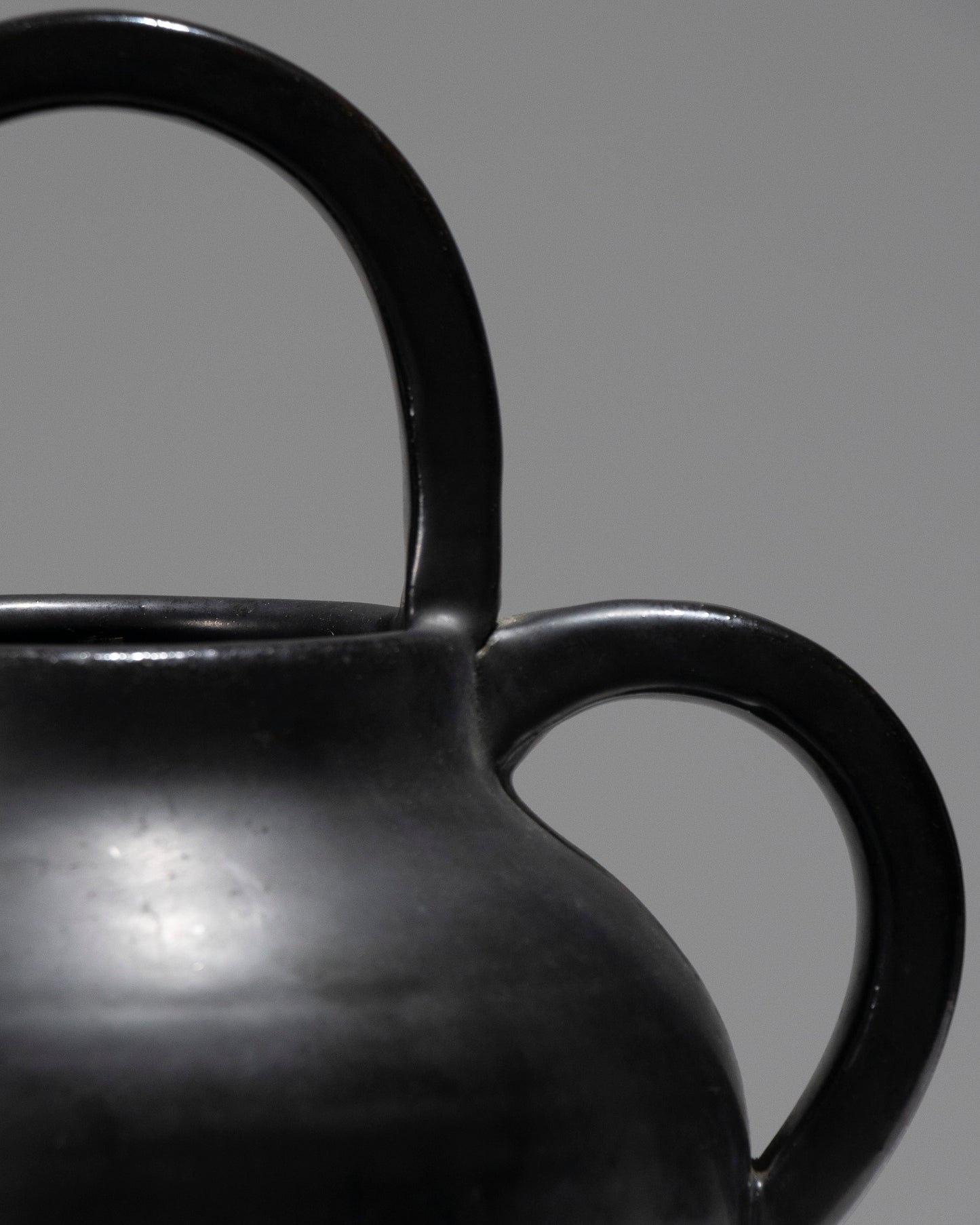 Black Ceramic Jug Vase, 1950 -tallet