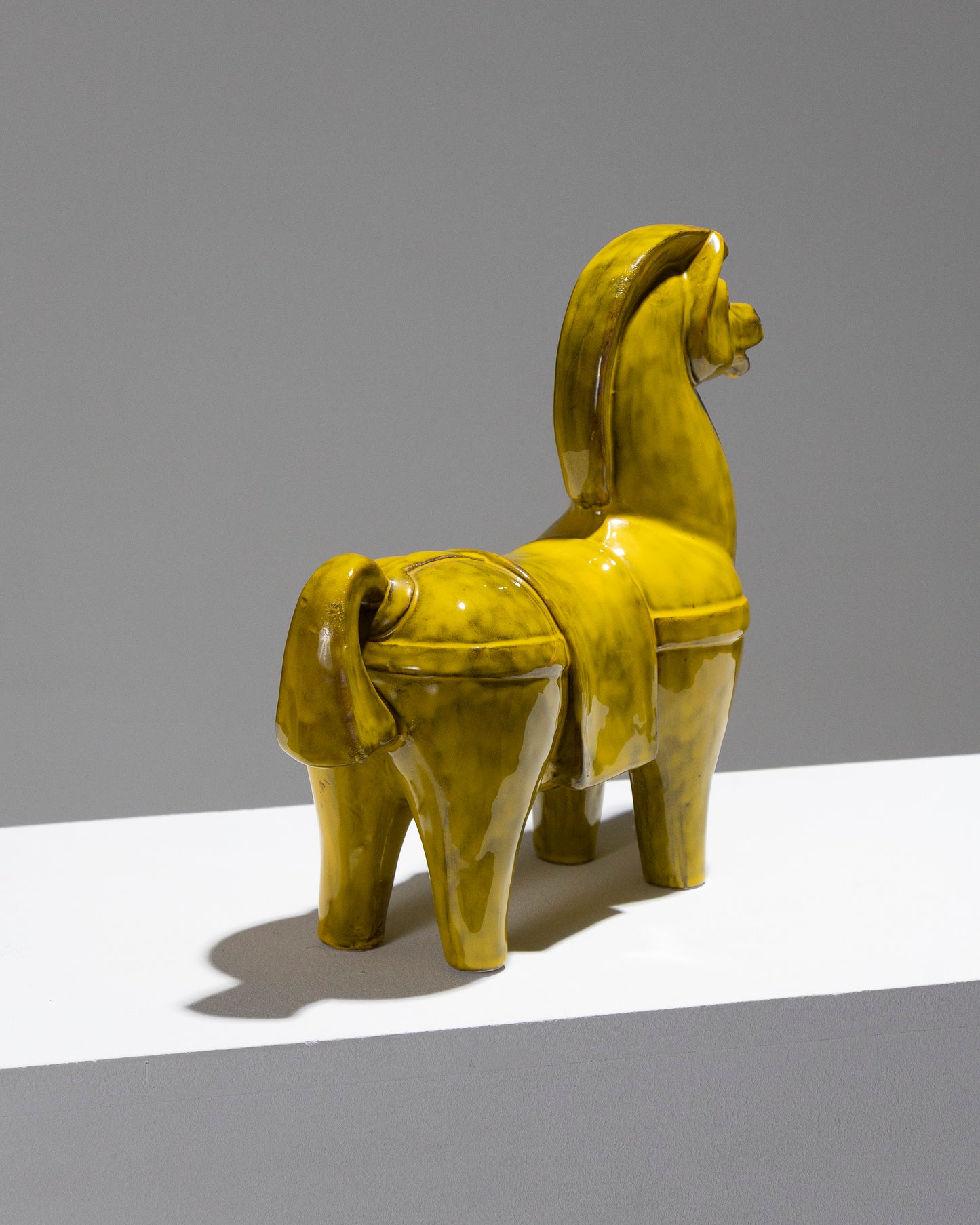 CHEVAL HAN EN CÉRAMIQUE JAUNE, ALDO LONGI, 1960s