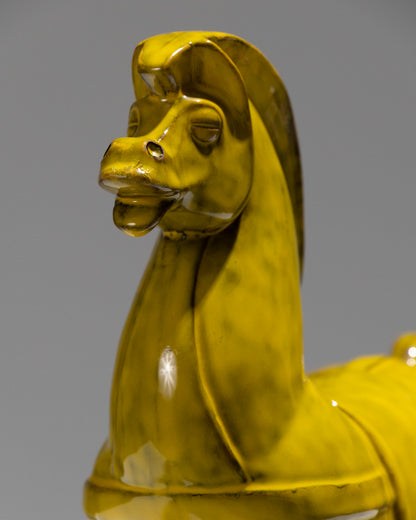 CHEVAL HAN EN CÉRAMIQUE JAUNE, ALDO LONGI, 1960s