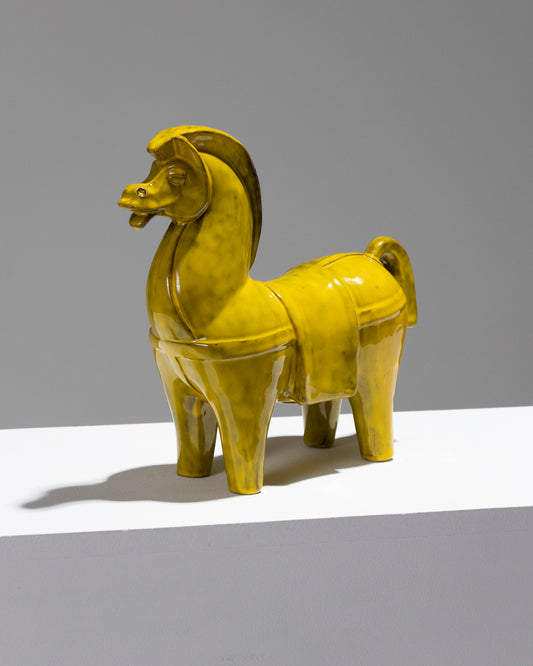 CHEVAL HAN EN CÉRAMIQUE JAUNE, ALDO LONGI, 1960s