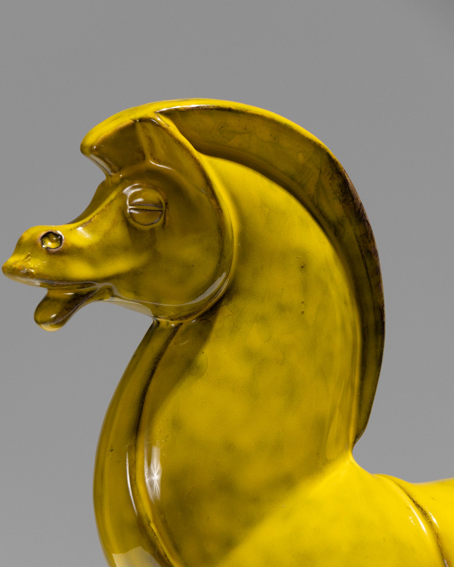 CHEVAL HAN EN CÉRAMIQUE JAUNE, ALDO LONGI, 1960s