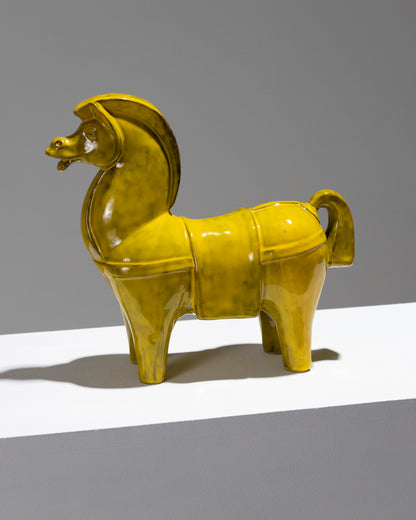 CHEVAL HAN EN CÉRAMIQUE JAUNE, ALDO LONGI, 1960s