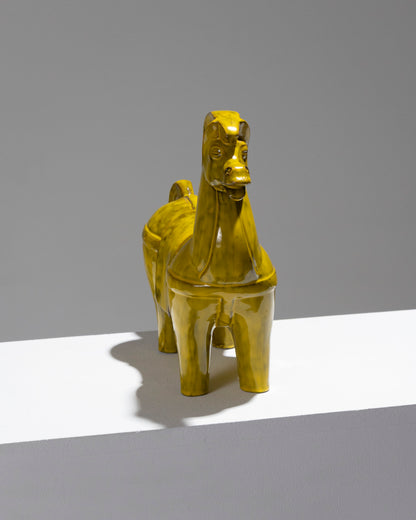 CHEVAL HAN EN CÉRAMIQUE JAUNE, ALDO LONGI, 1960s