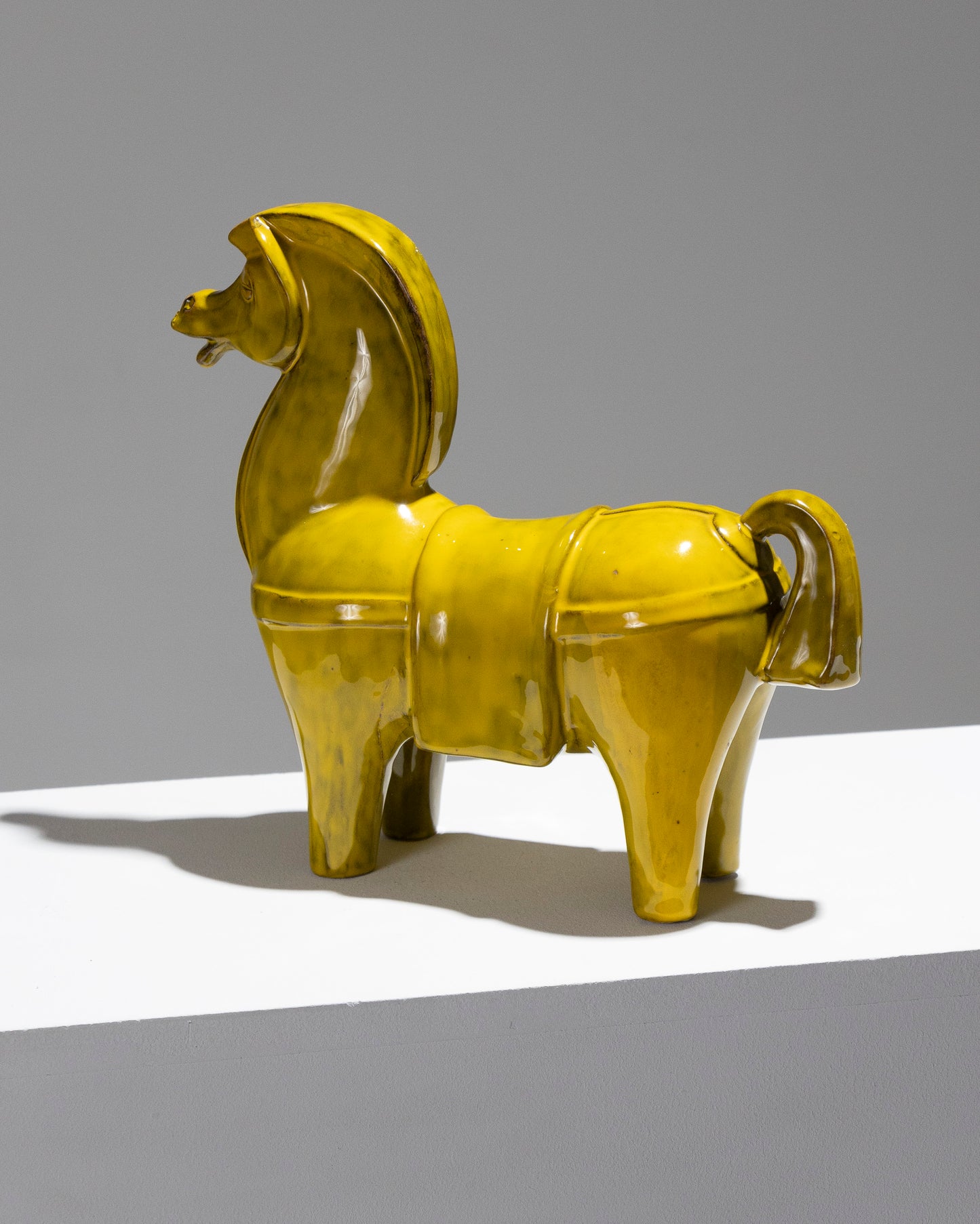 CHEVAL HAN EN CÉRAMIQUE JAUNE, ALDO LONGI, 1960s