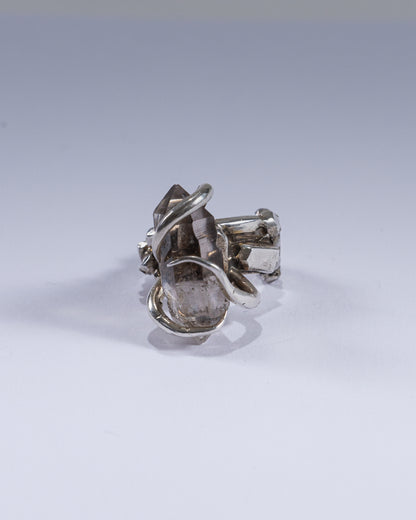 SILVER AND GREY QUARTZ RING