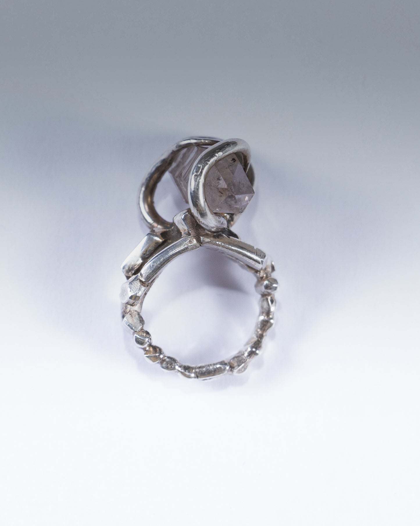 SILVER AND GREY QUARTZ RING