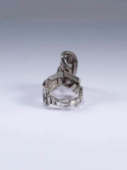 SILVER AND GREY QUARTZ RING
