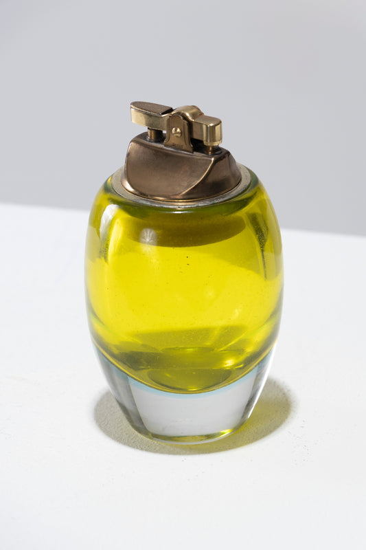 Encendedor de vidrio de Murano amarillo, 1950s