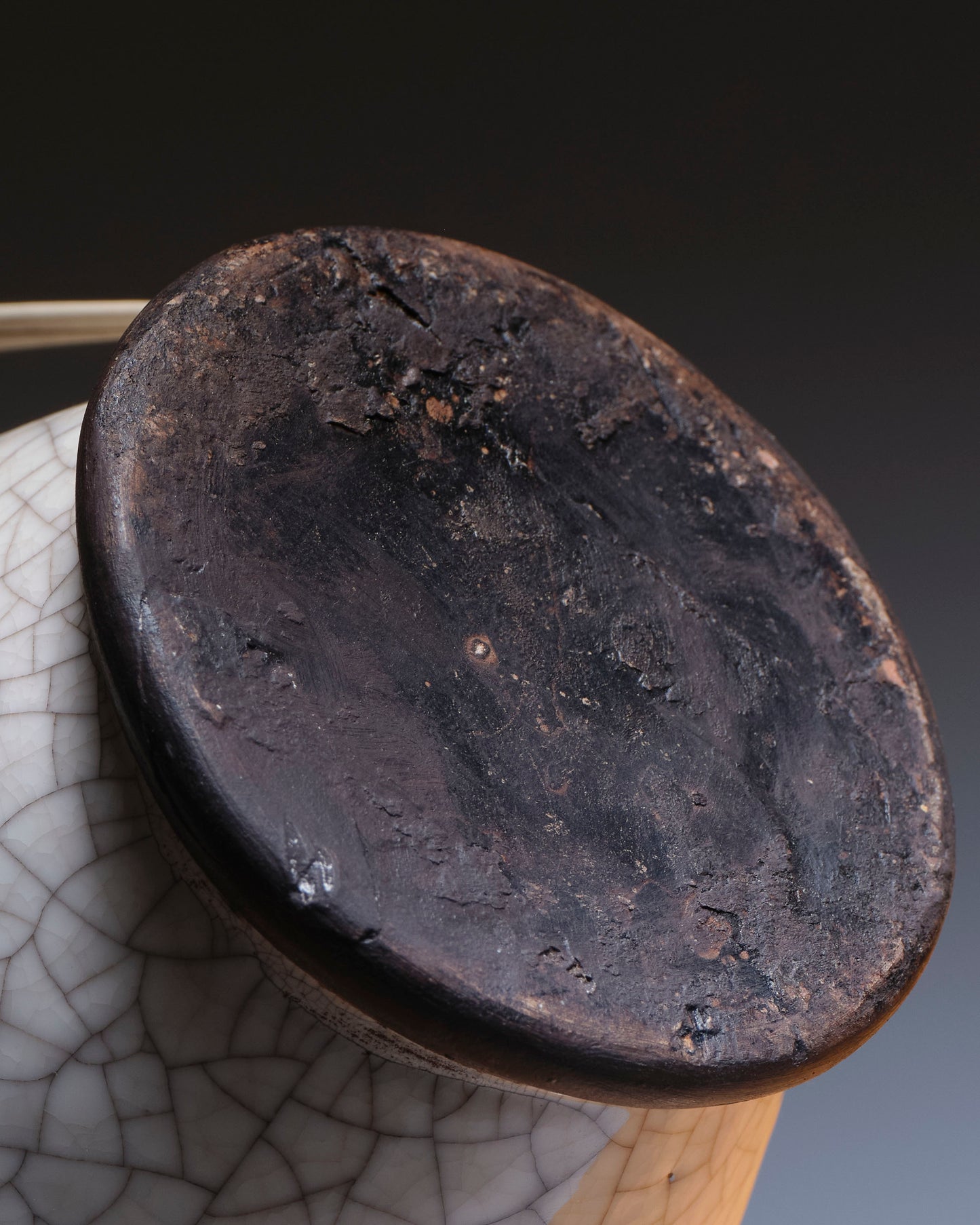 PIED DE LAMPE EN CÉRAMIQUE CRAQUELÉE, 1960s