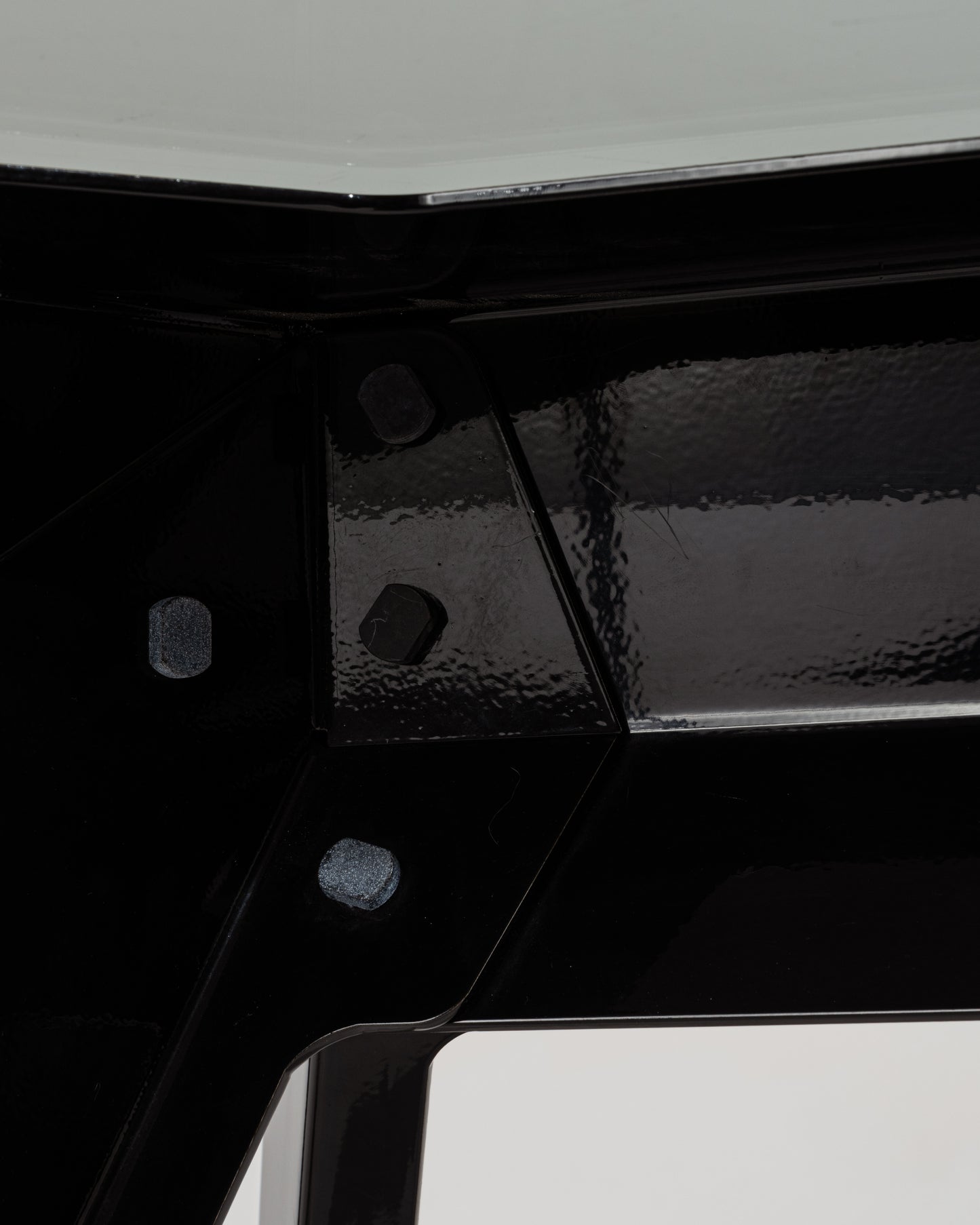 Black glass and metal compass table, 2000s