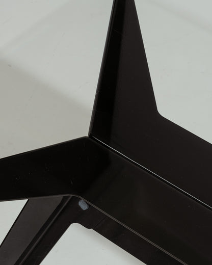 Black glass and metal compass table, 2000s