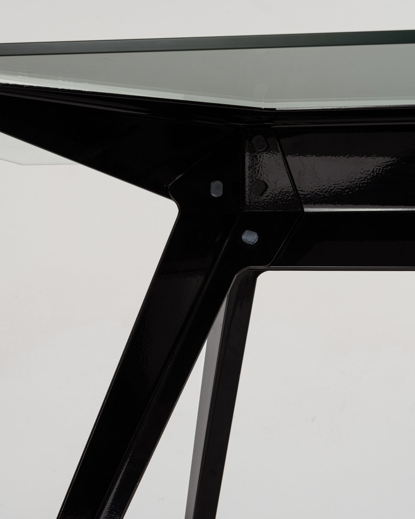 Black glass and metal compass table, 2000s