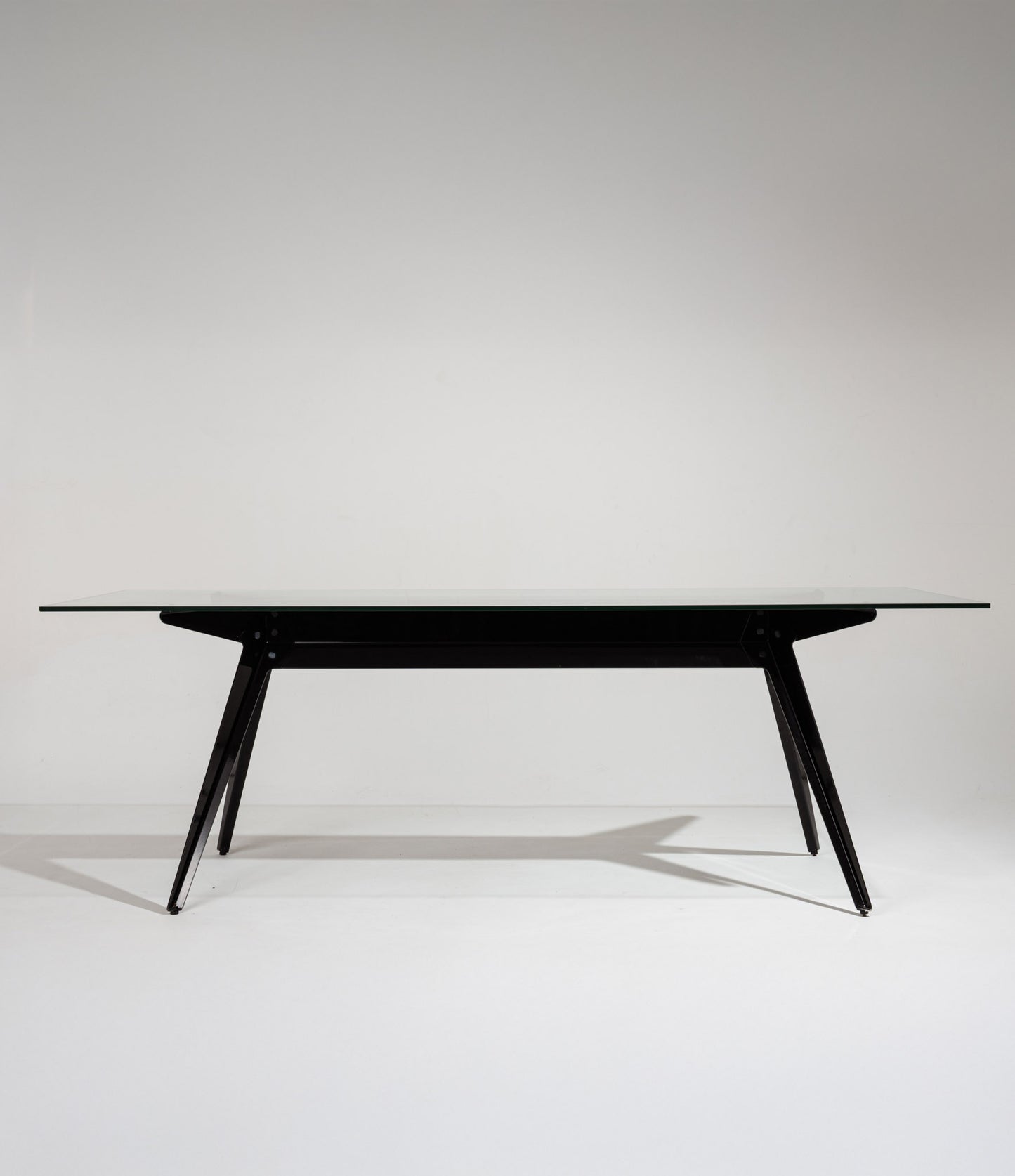 Black glass and metal compass table, 2000s