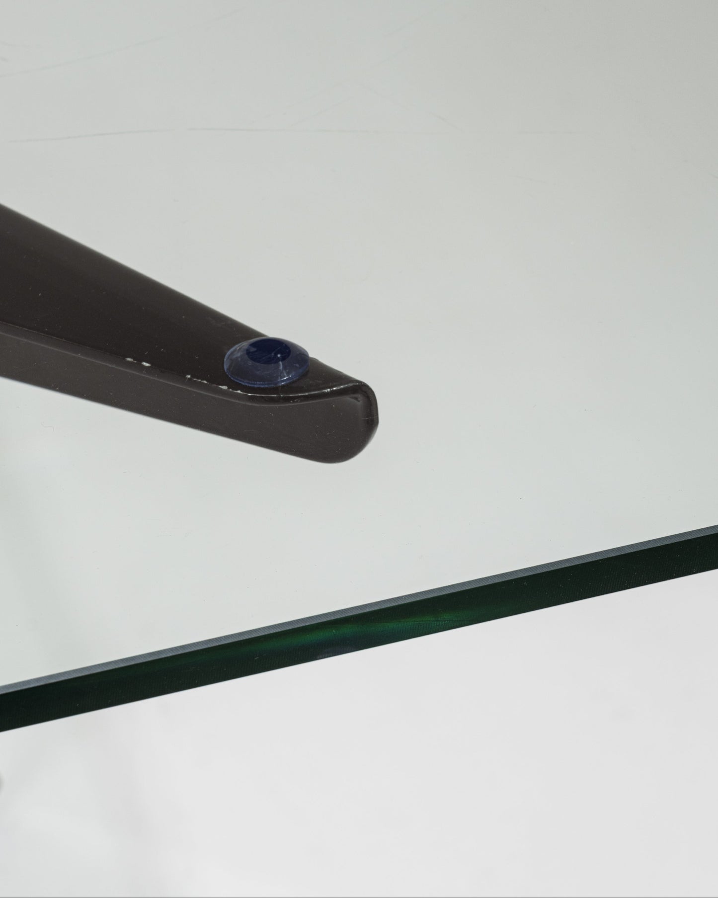 Black glass and metal compass table, 2000s