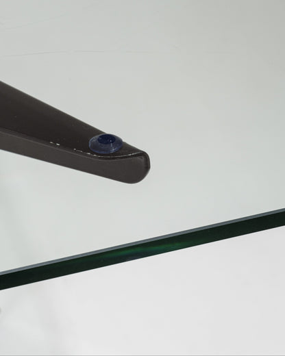 Black glass and metal compass table, 2000s