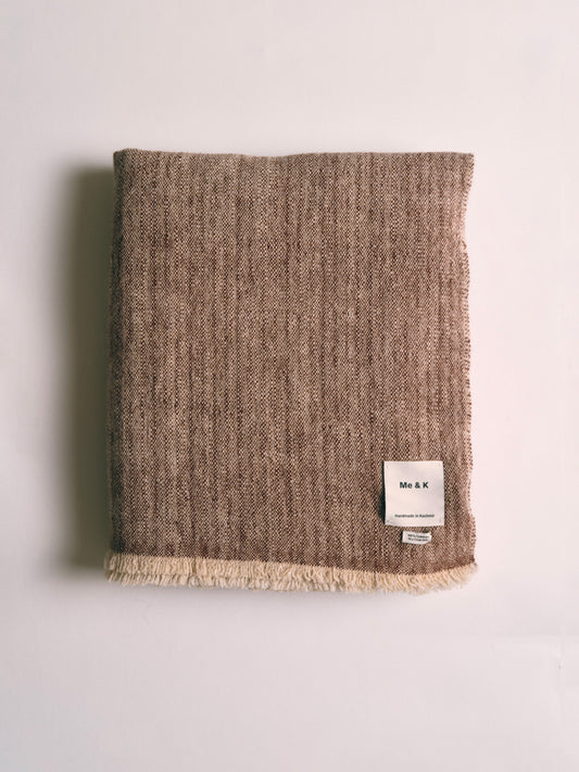 Cashmere plaid texture mix odd brown / ivory 