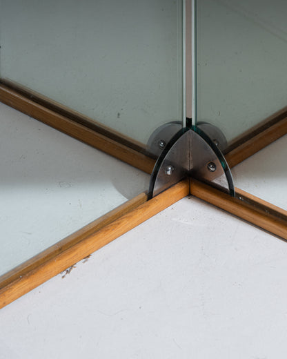 WOOD AND GLASS DINING TABLE