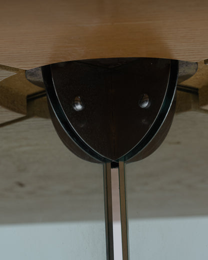 WOOD AND GLASS DINING TABLE
