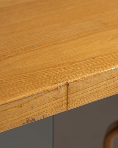 WOOD AND GLASS DINING TABLE