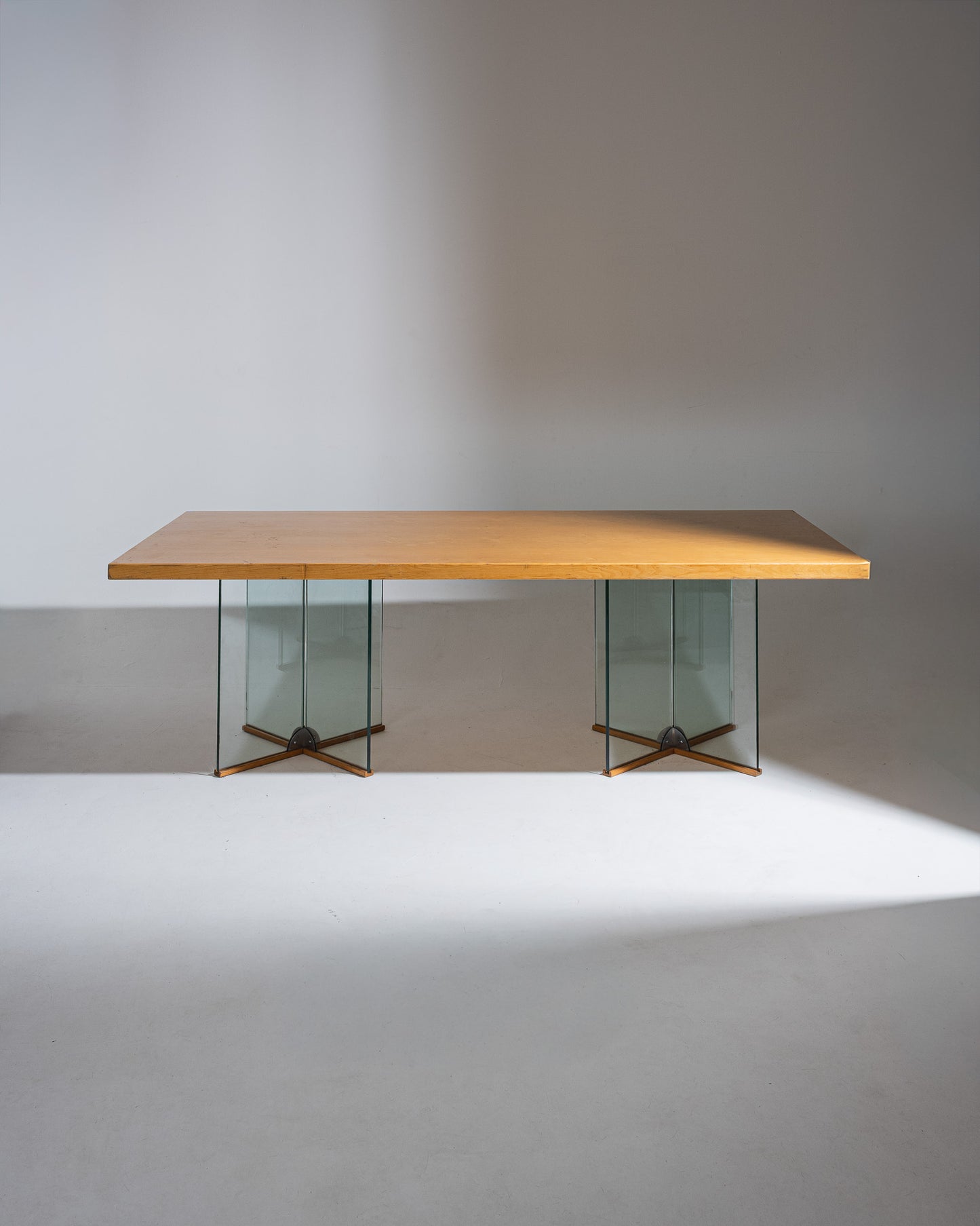 WOOD AND GLASS DINING TABLE