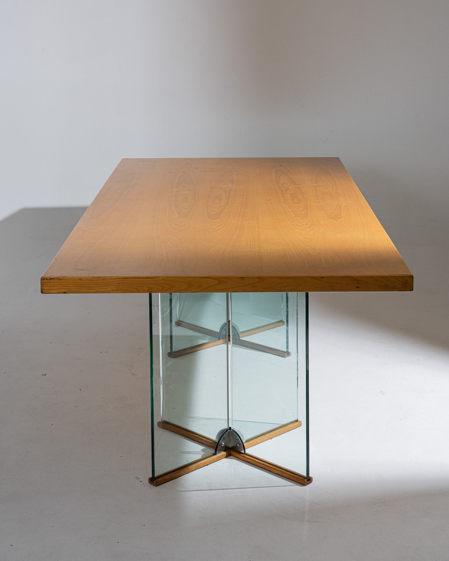 WOOD AND GLASS DINING TABLE