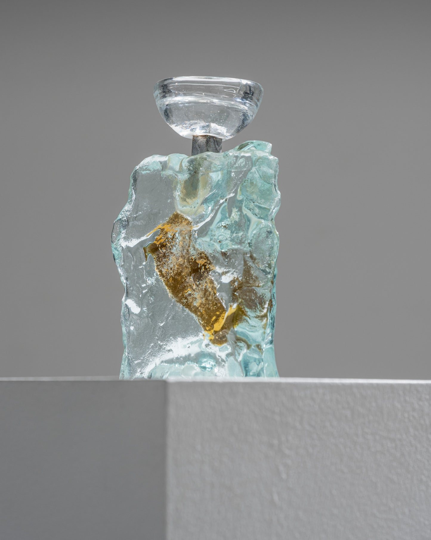 ORANGE GLASS CANDLESTICK, ANDRZEJ RAFALSKI, 1980s