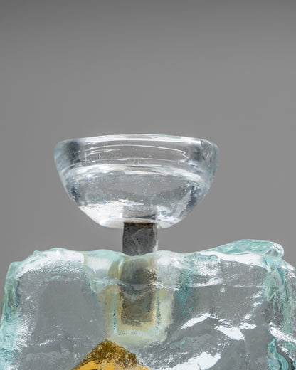 ORANGE GLASS CANDLESTICK, ANDRZEJ RAFALSKI, 1980s