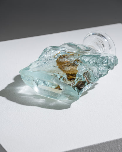 ORANGE GLASS CANDLESTICK, ANDRZEJ RAFALSKI, 1980s